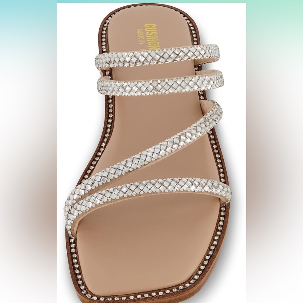CUSHIONAIRE Women's Varda rhinestone slide sandal +Memory Foam